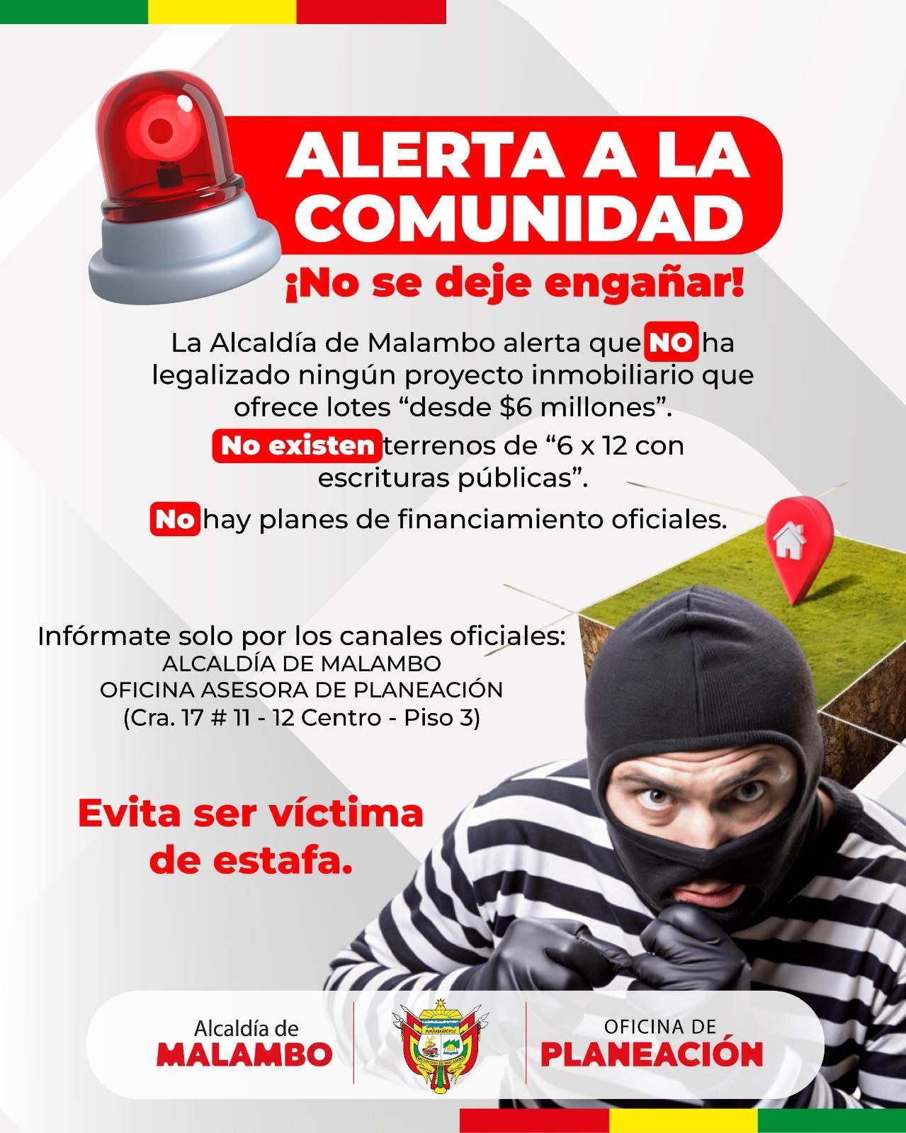 Malambo advierte sobre falsas ofertas de venta de lotes